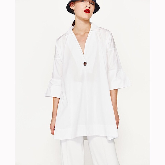 Zara Tops - NWT Zara White Poplin Tunic